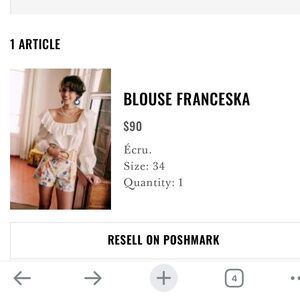 Sezane Franceska Blouse Écru. - Size 34